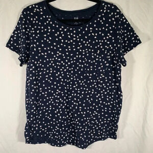 Gap Blouse Women’s Large Blue Floral Short Sleeve Crew Neck Easy T